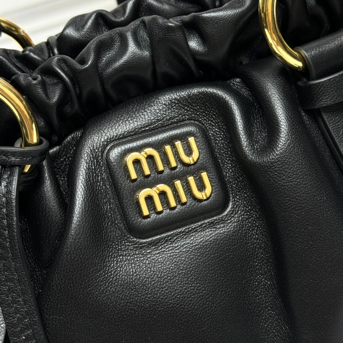 Miu Miu Nappa Leather Drawstring Bag - Black