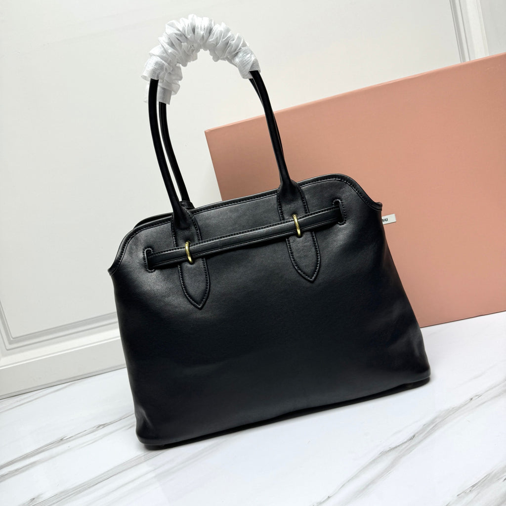 Miu Miu Madras Leather Tote Bag - Black