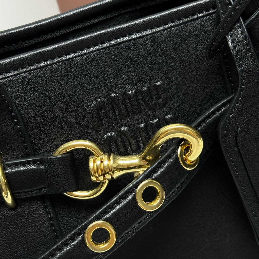 Miu Miu Madras Leather Tote Bag - Black