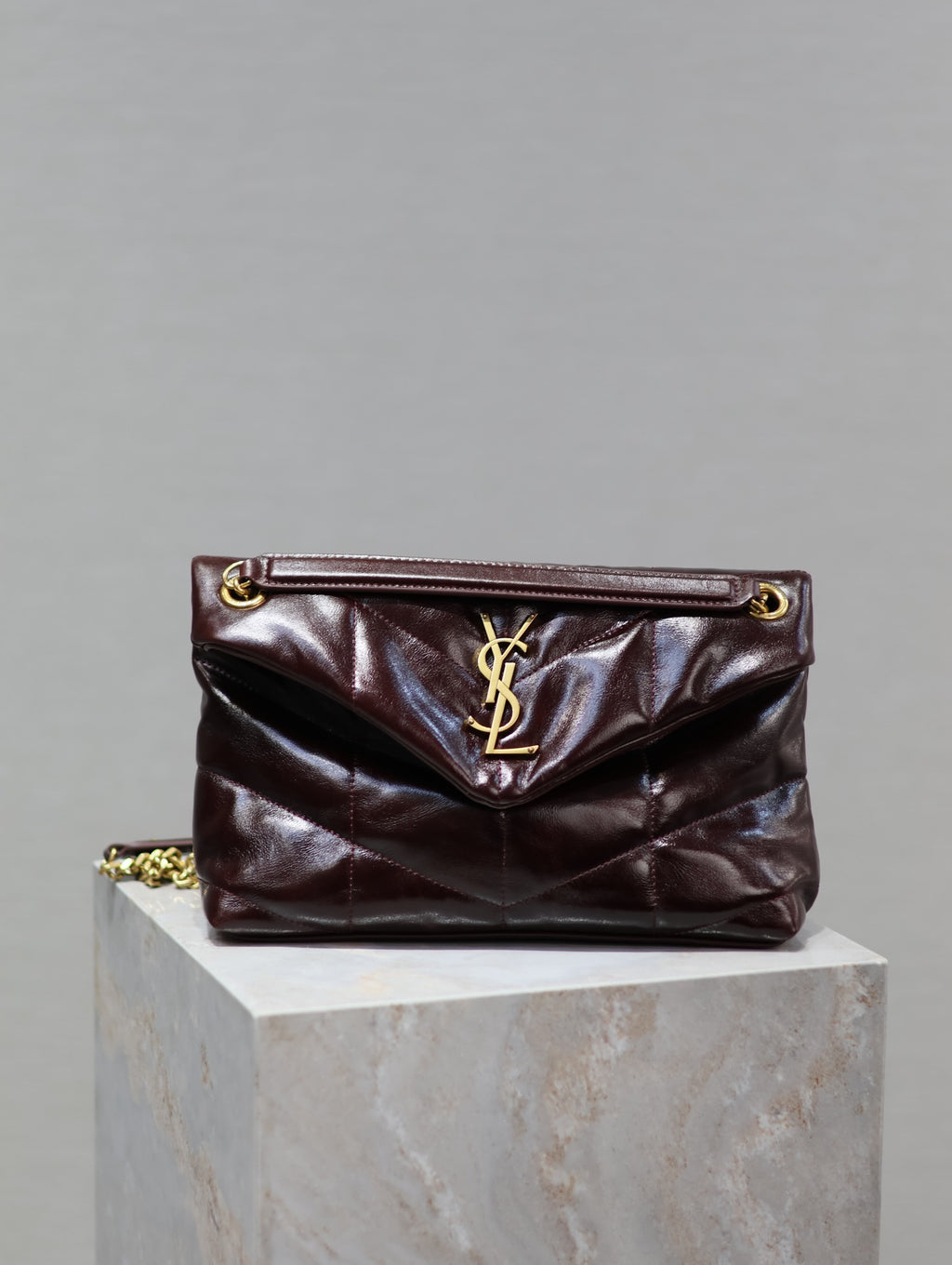 Saint Laurent Loulou Puffer Bag - Burgundy