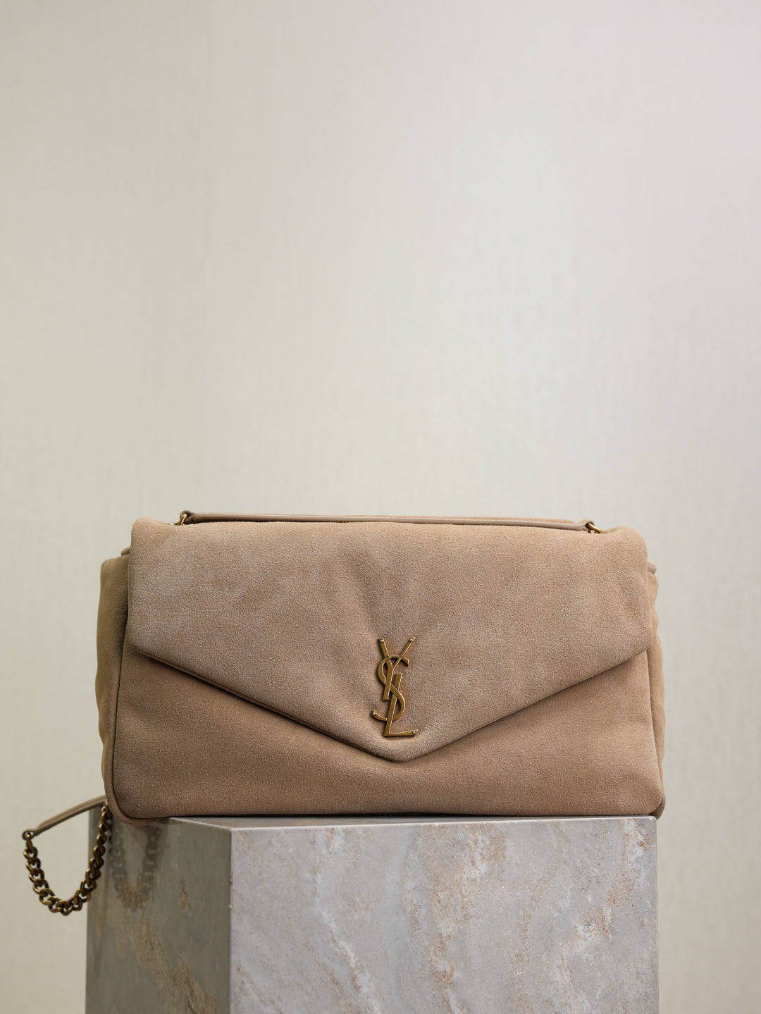 YSL Loulou Puffer Beige Quilted Leather Shoulder Bag