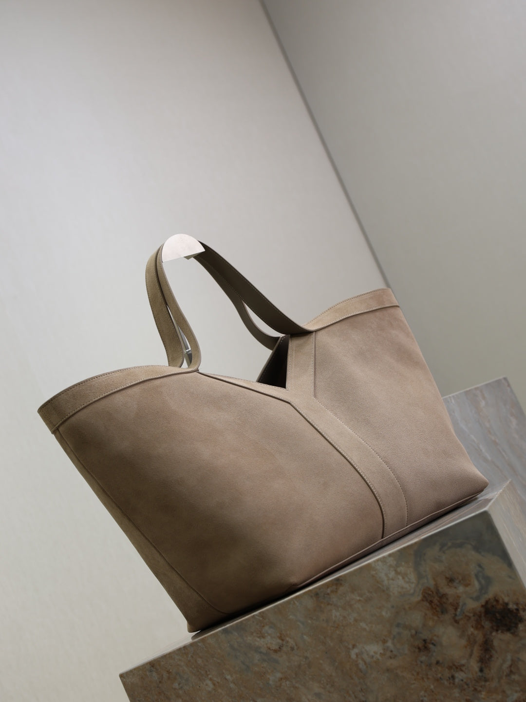YSL Rive Gauche Beige Leather Tote Bag