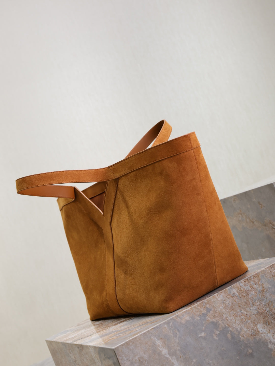YSL Shopping Bag Camel Suede Leather Tote