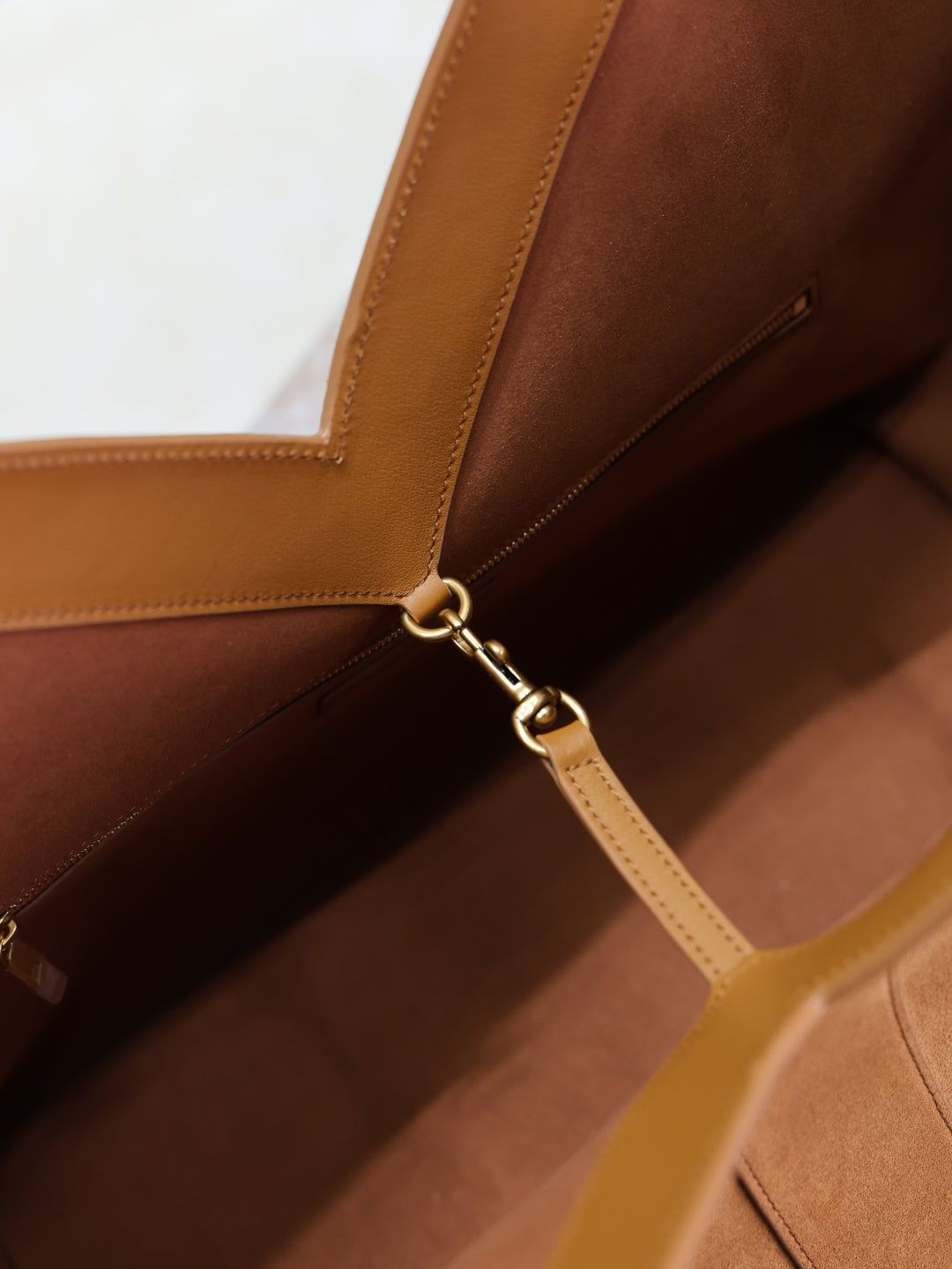 YSL Shopping Bag Camel Suede Leather Tote