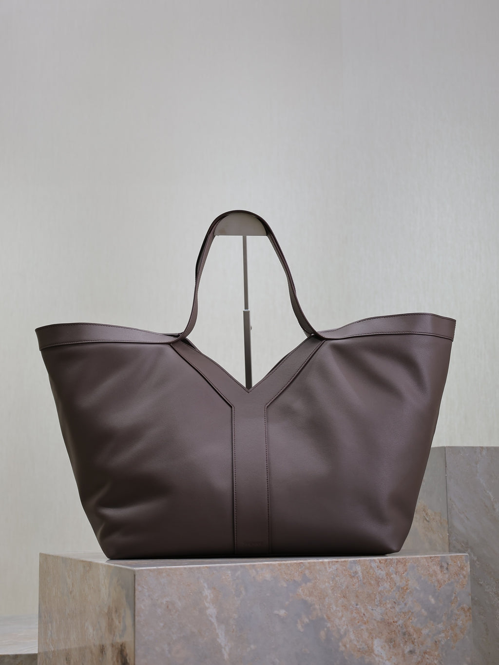 YSL Shopping Bag Chocolate Brown Leather Tote