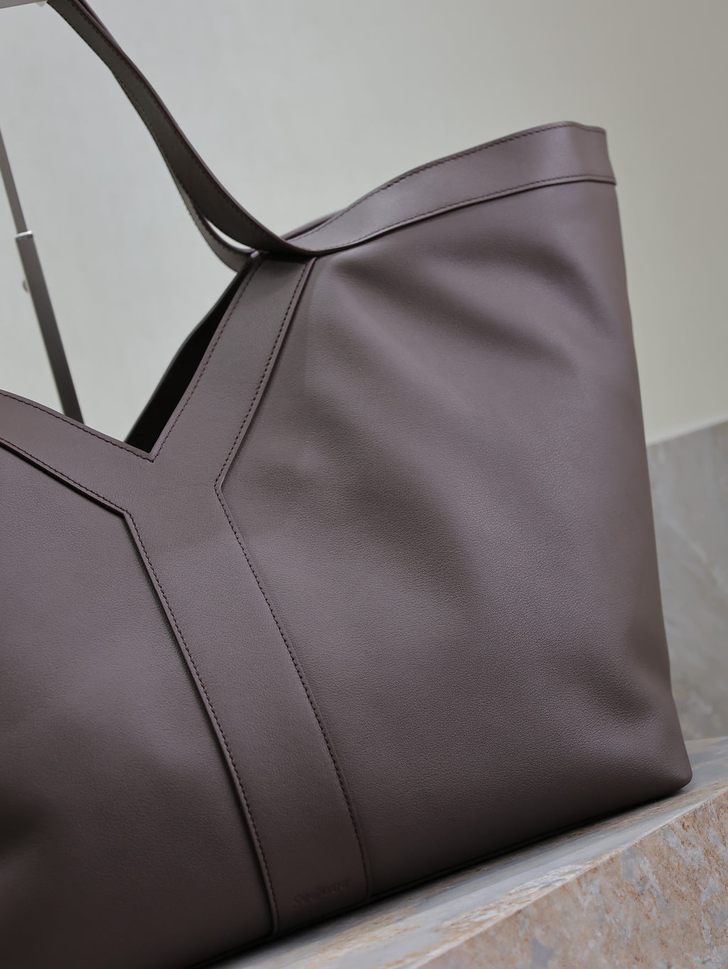 YSL Shopping Bag Chocolate Brown Leather Tote