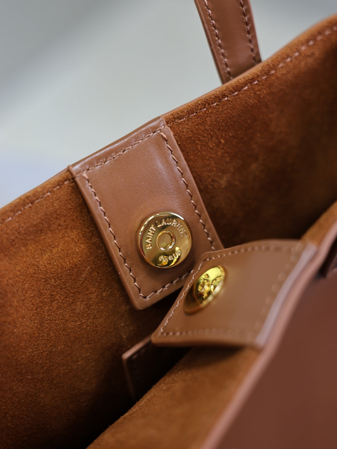 YSL Toy Shopping Bag Cognac Brown Leather