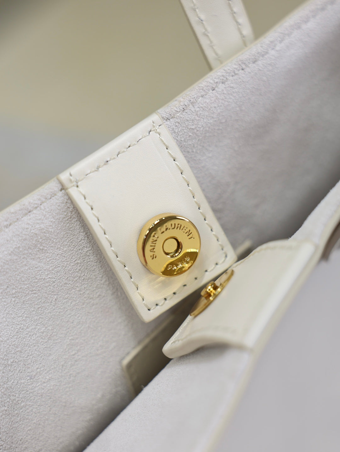 YSL Toy Shopping Bag White Leather