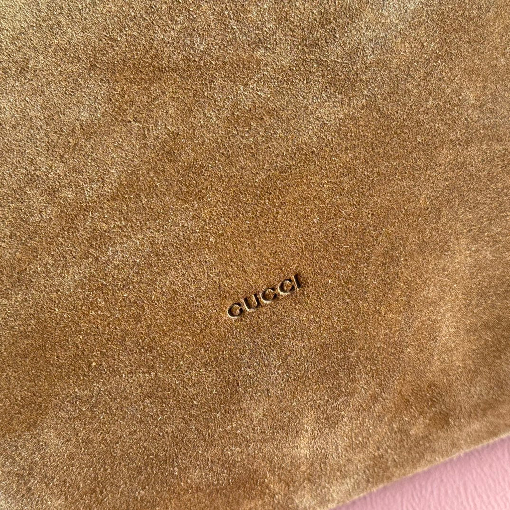 Gucci Suede Hobo Bag - Camel Brown