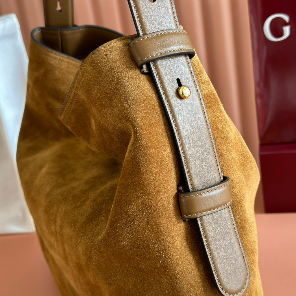 Gucci Suede Hobo Bag - Camel Brown
