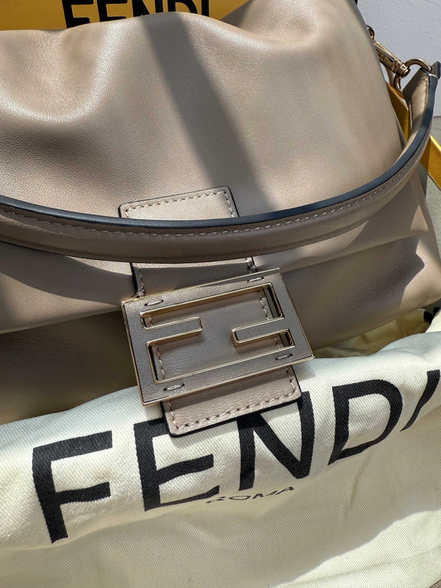 Fendi Peekaboo Soft Leather Shoulder Bag - Grey