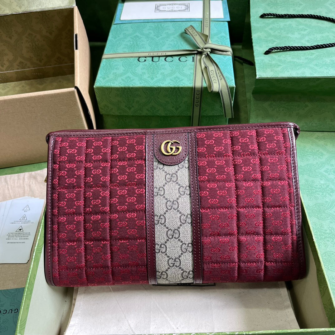Gucci Ophidia GG Velvet Crossbody Bag - Burgundy