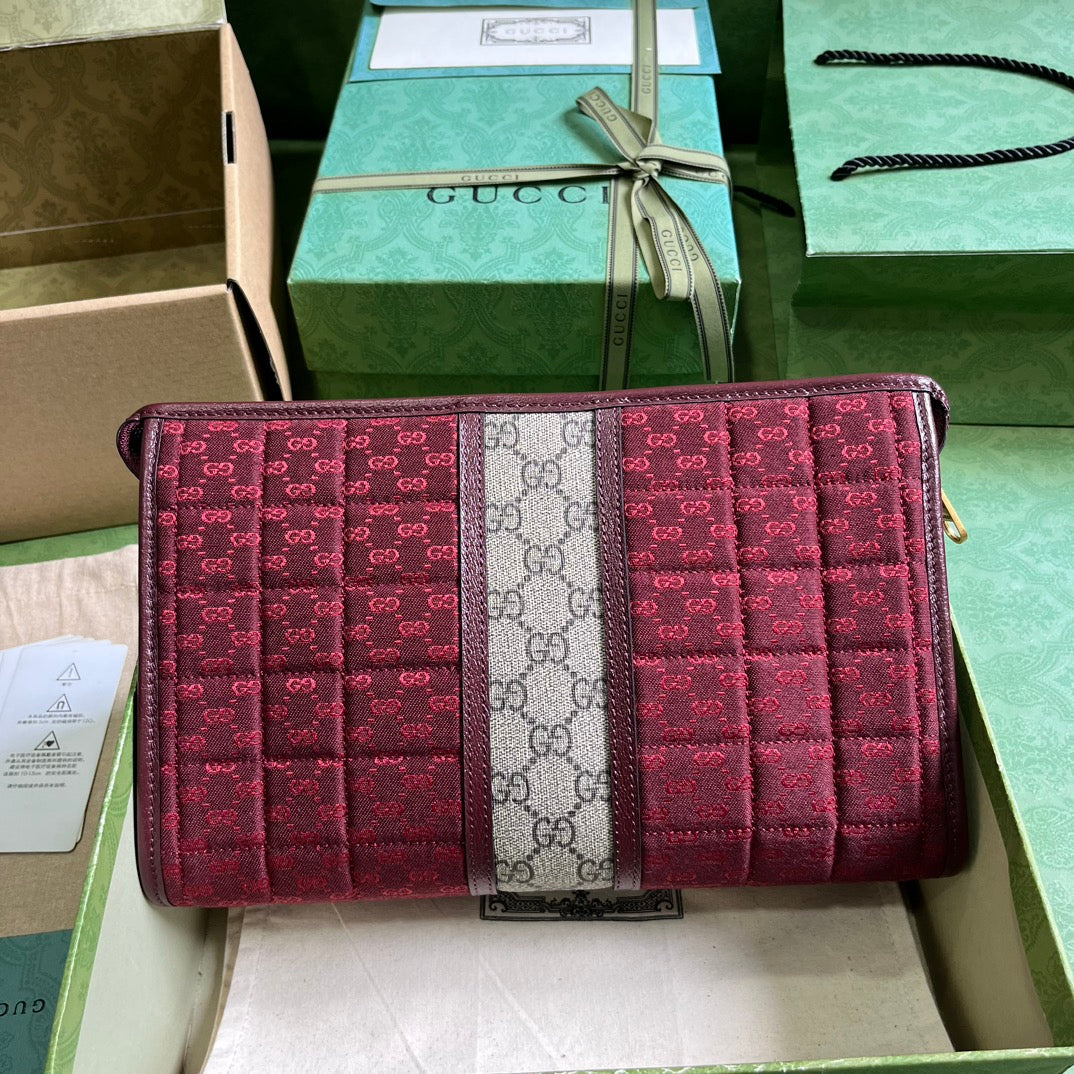 Gucci Ophidia GG Velvet Crossbody Bag - Burgundy