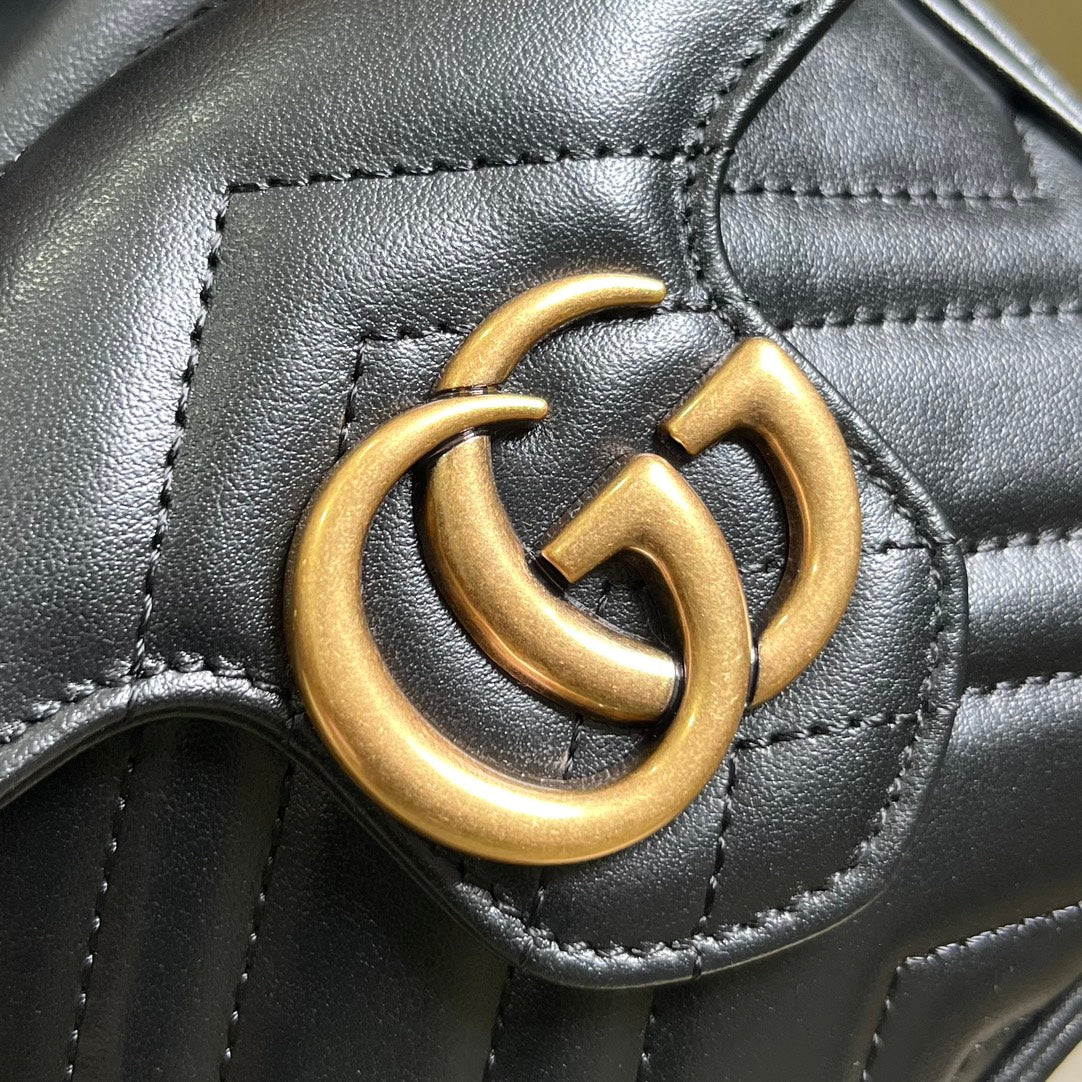 Gucci GG Marmont Matelassé Bucket Bag - Black Leather