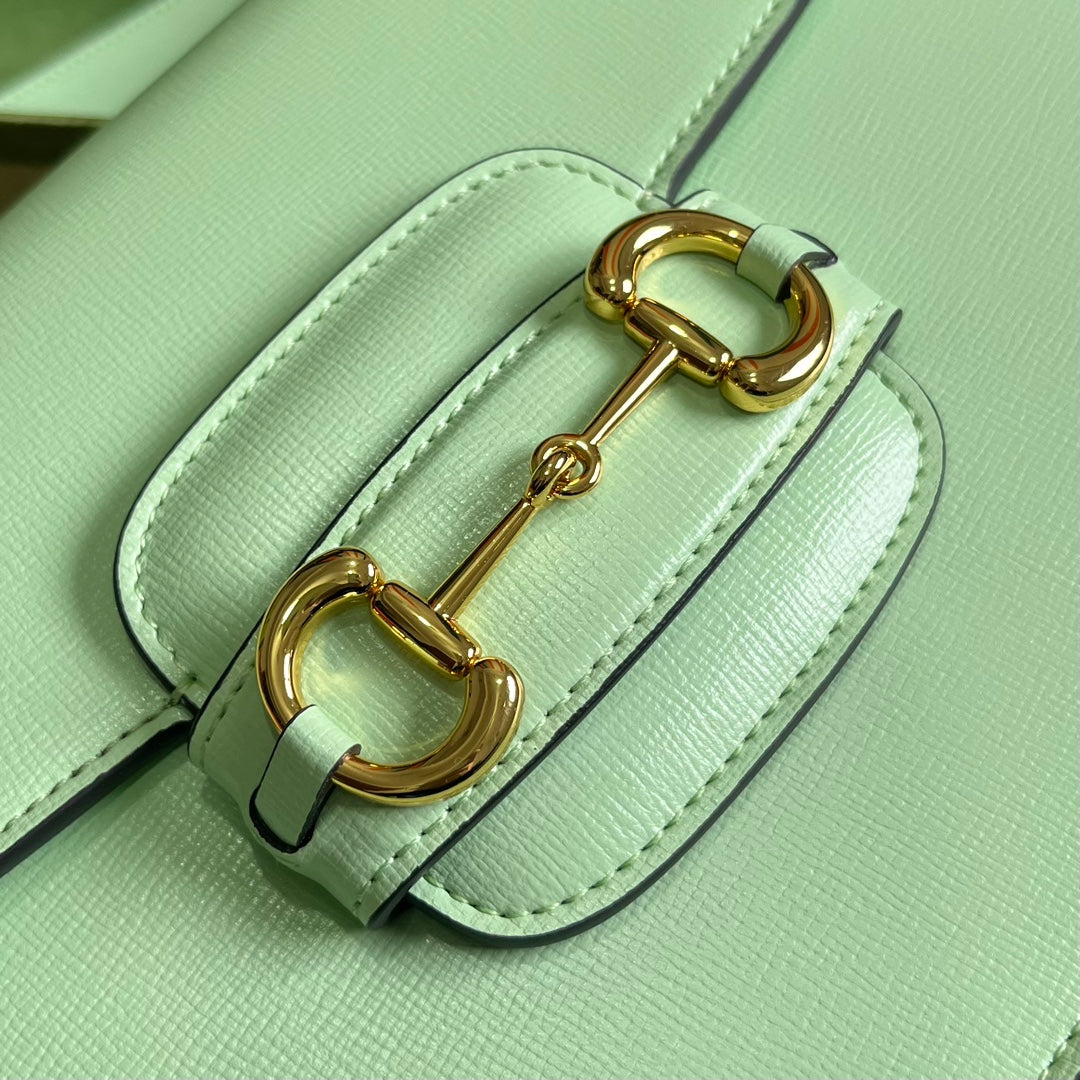 Gucci 1955 Horsebit Shoulder Bag - Mint Green Leather