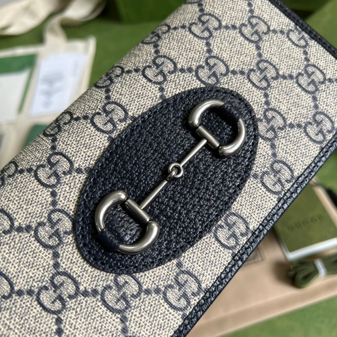 Gucci 1955 Horsebit Chain Wallet - GG Supreme Canvas