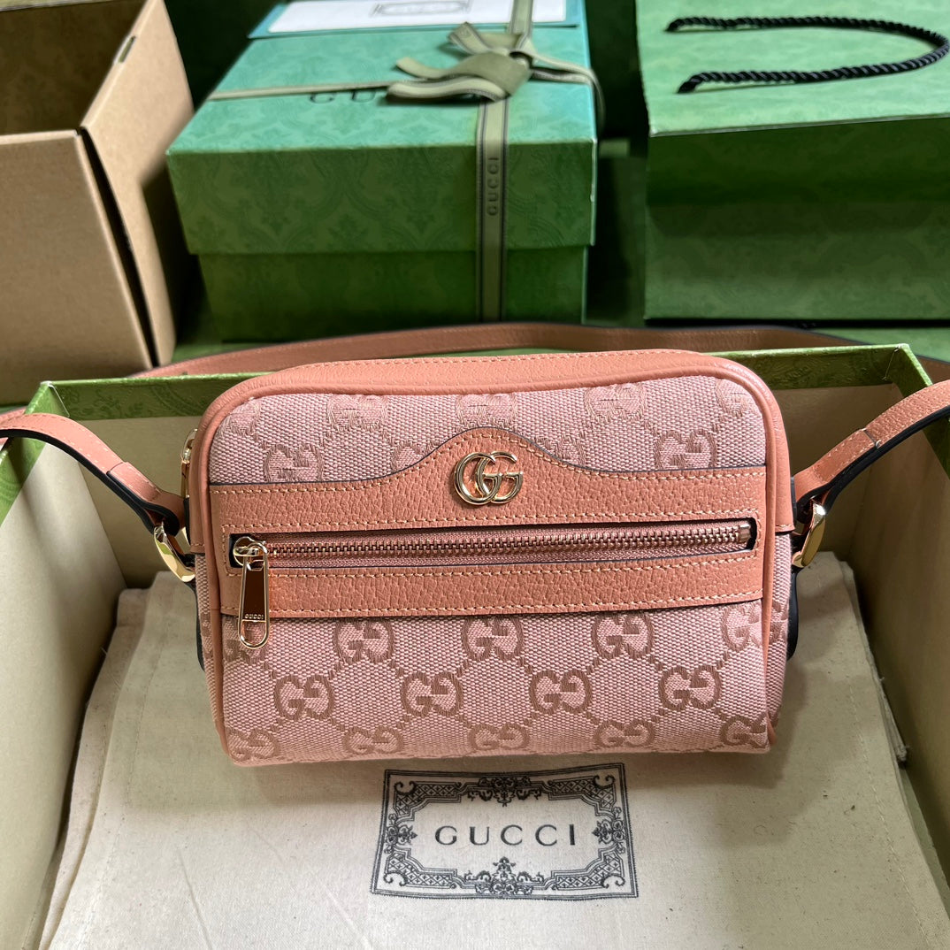 GUCCI Ophidia GG Supreme Canvas Crossbody Bag - Pink