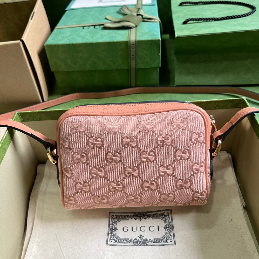 GUCCI Ophidia GG Supreme Canvas Crossbody Bag - Pink