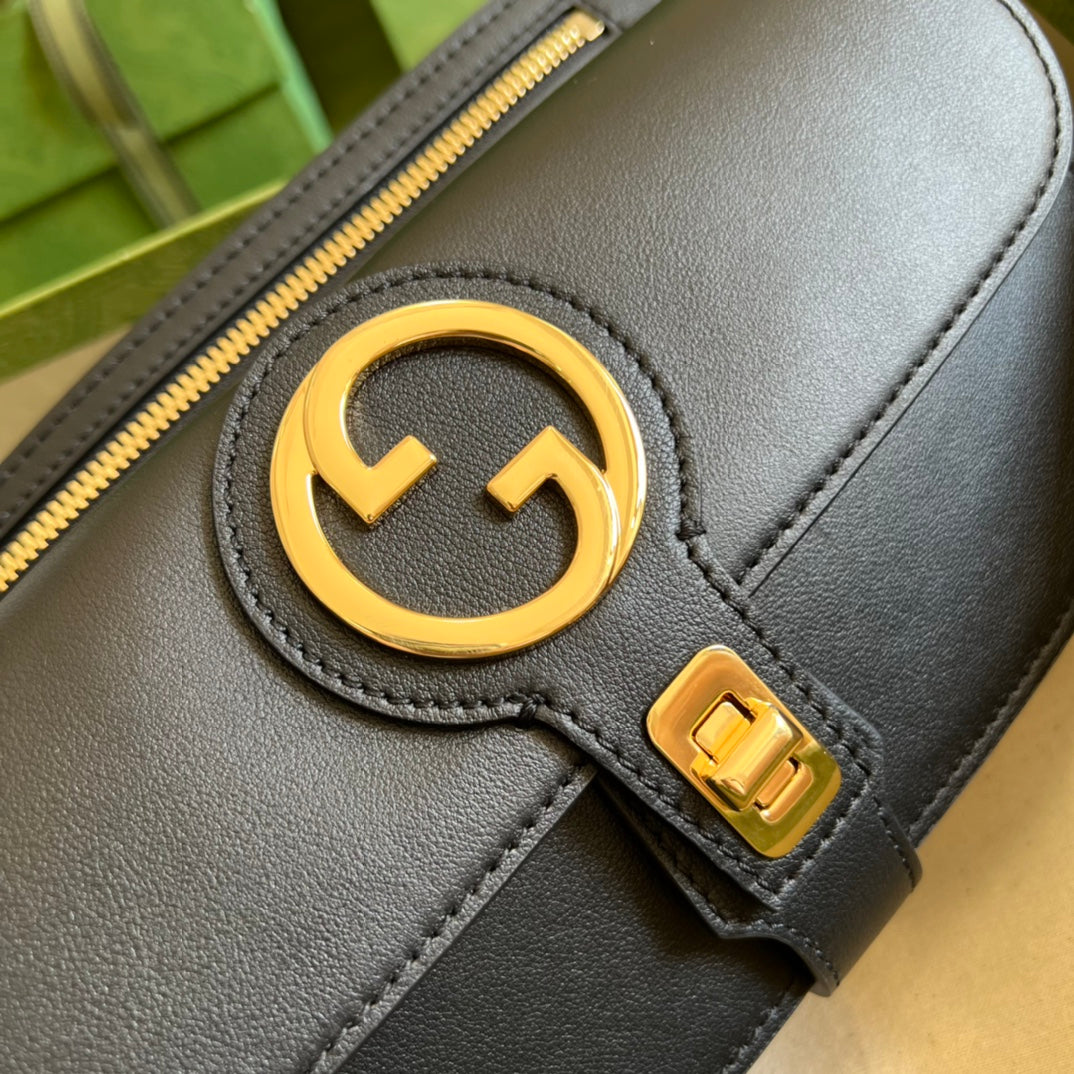 GUCCI Brown Leather Belt Bag with Gold GG Hardware