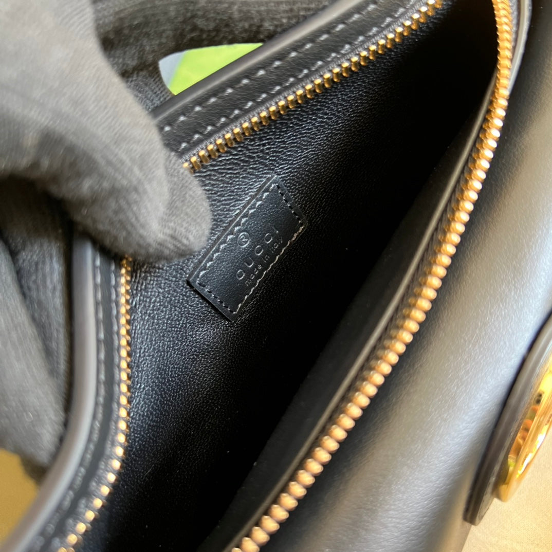 GUCCI Brown Leather Belt Bag with Gold GG Hardware