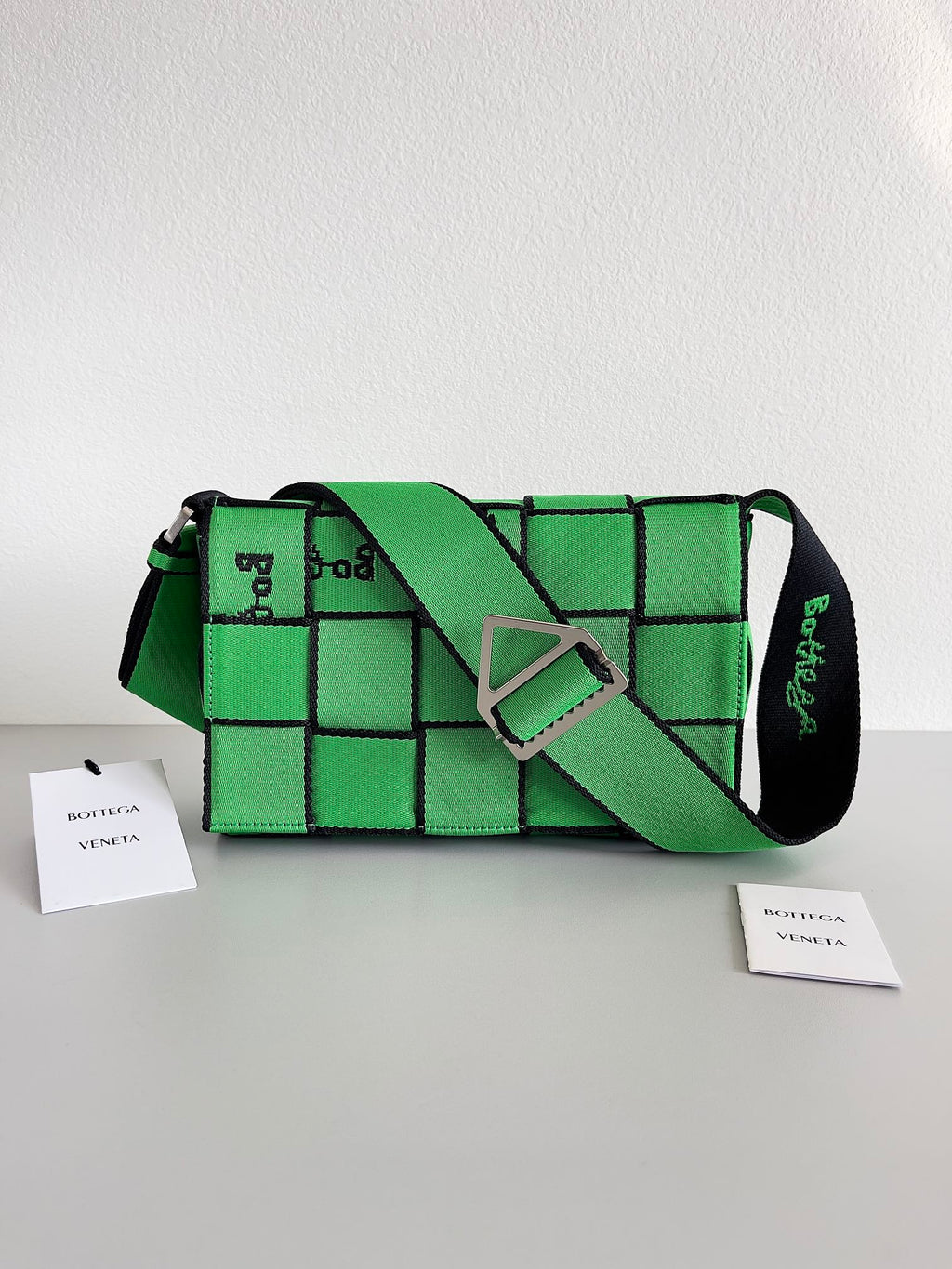 Bottega Veneta Cassette Crossbody - Green with Logo Embroidery