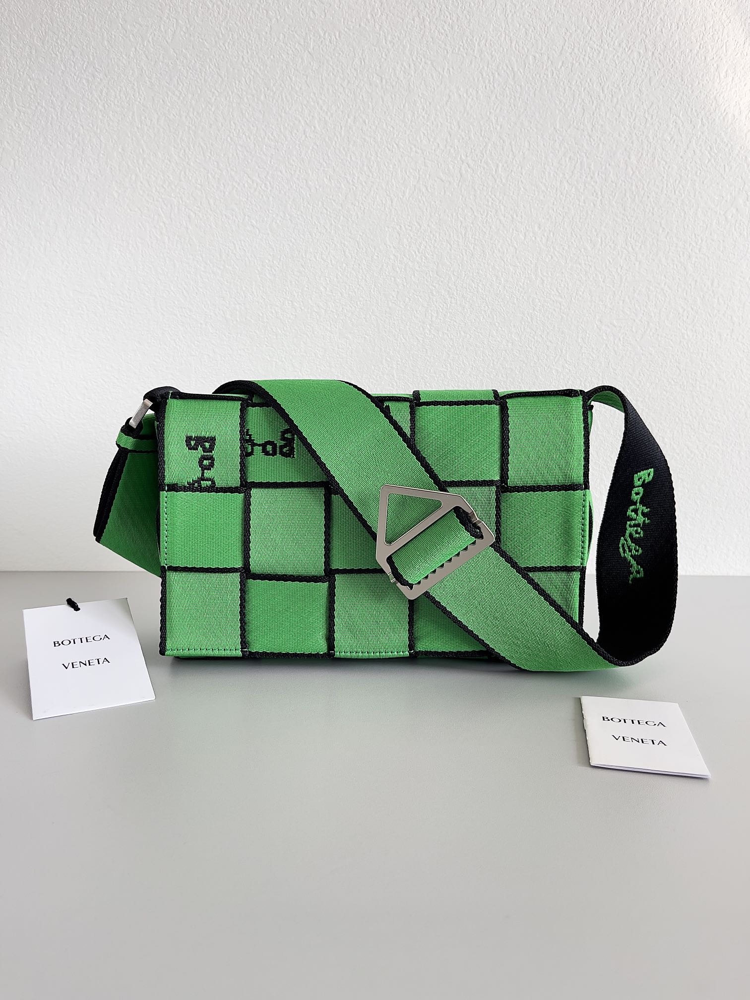 Bottega Veneta Cassette Crossbody - Green with Logo Embroidery