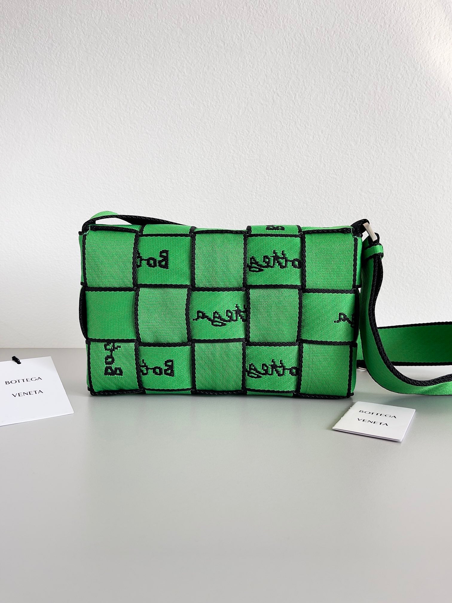 Bottega Veneta Cassette Crossbody - Green with Logo Embroidery