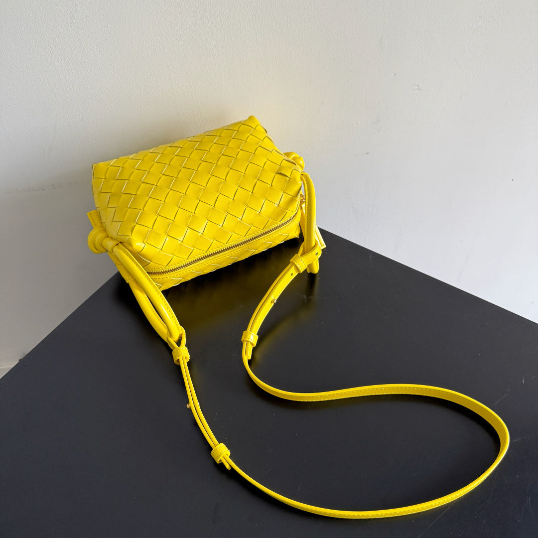 Bottega Veneta Jodie Intrecciato Yellow Leather Shoulder Bag