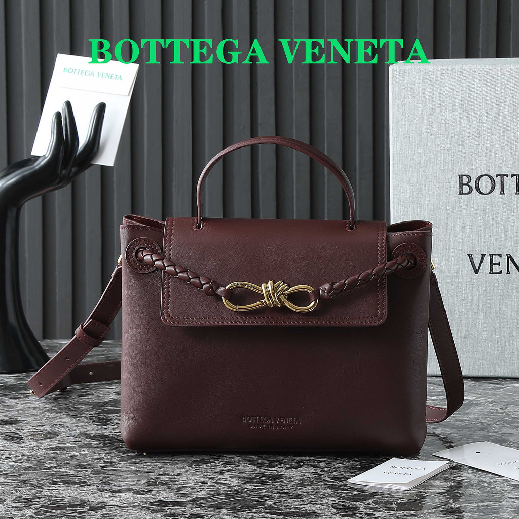 Bottega Veneta Intrecciato Brown Leather Top Handle Bag