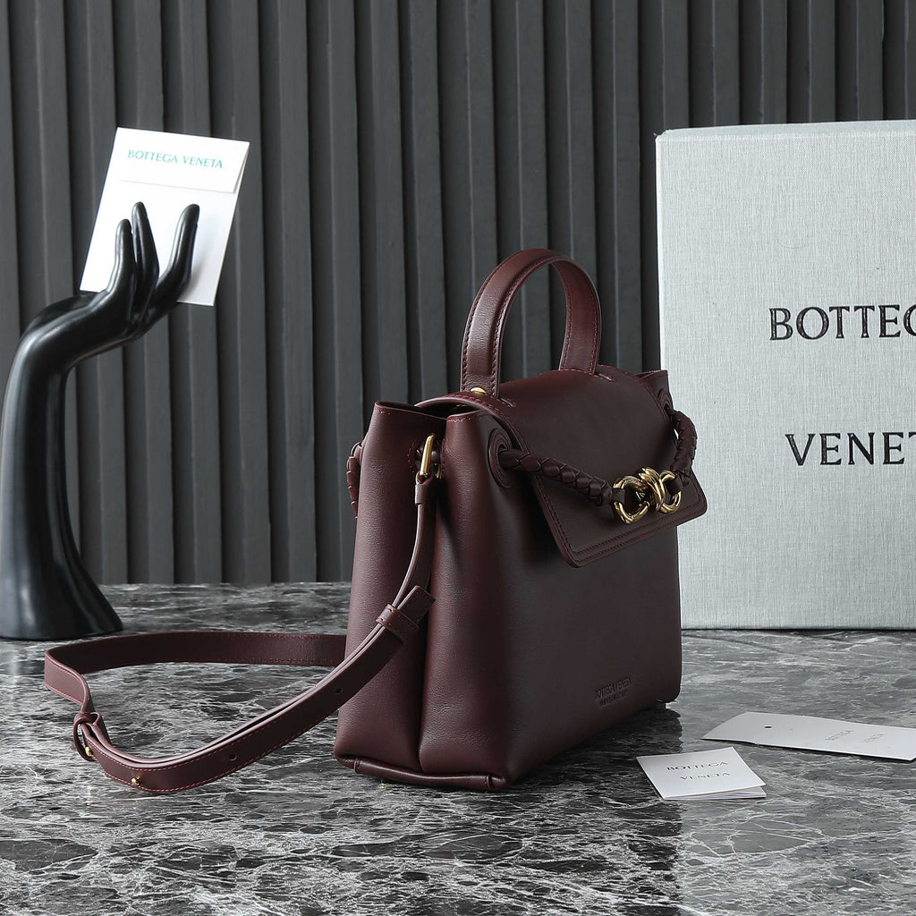 Bottega Veneta Intrecciato Brown Leather Top Handle Bag