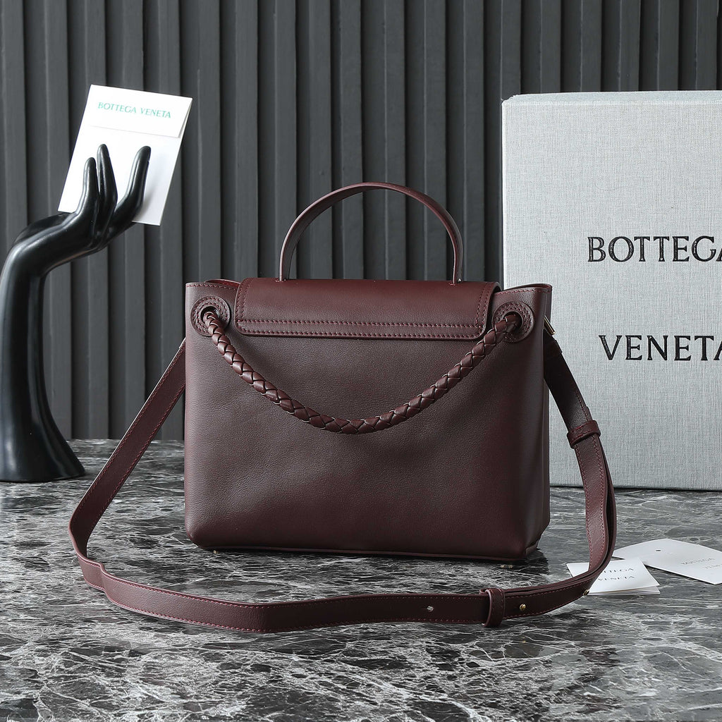 Bottega Veneta Intrecciato Brown Leather Top Handle Bag