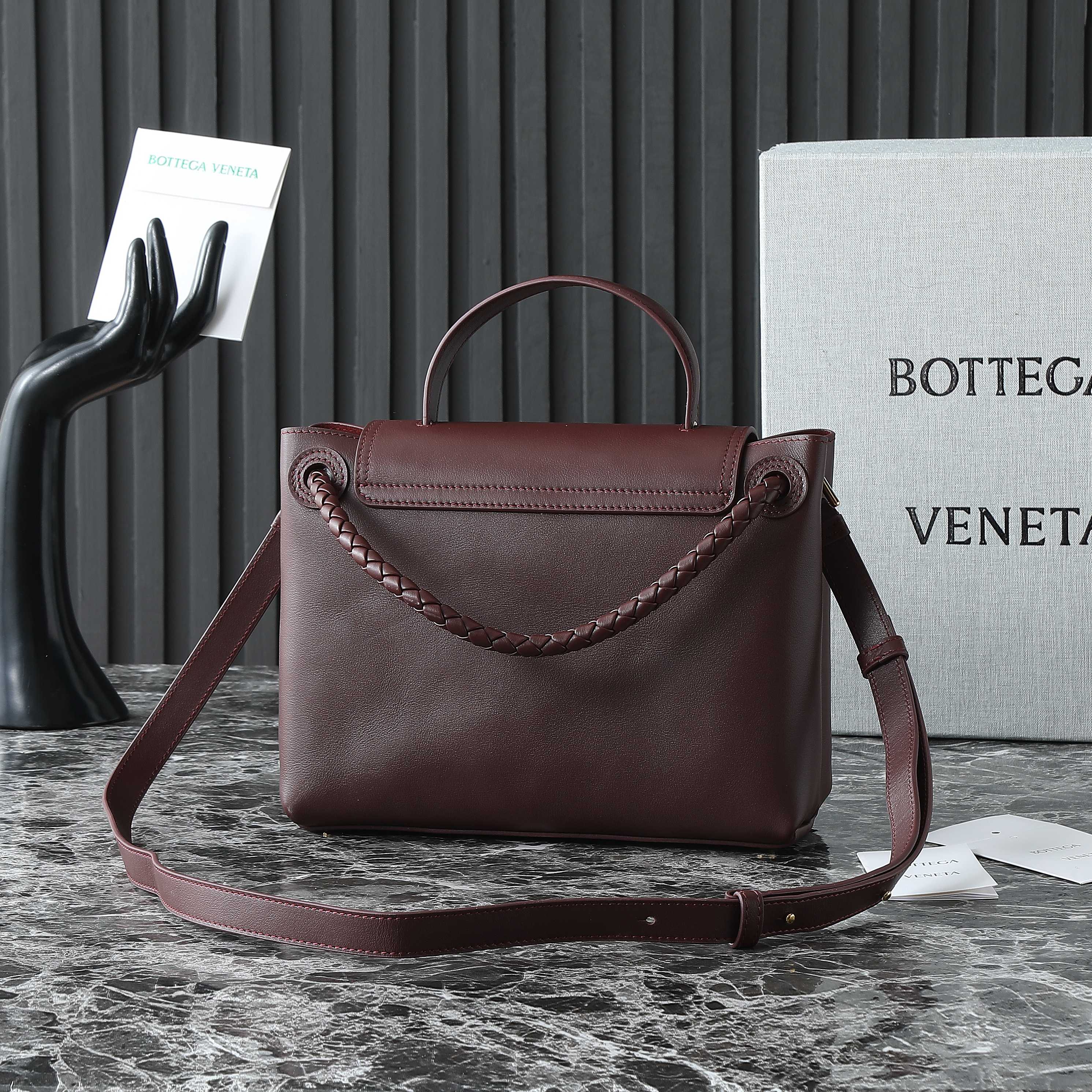Bottega Veneta Intrecciato Brown Leather Top Handle Bag