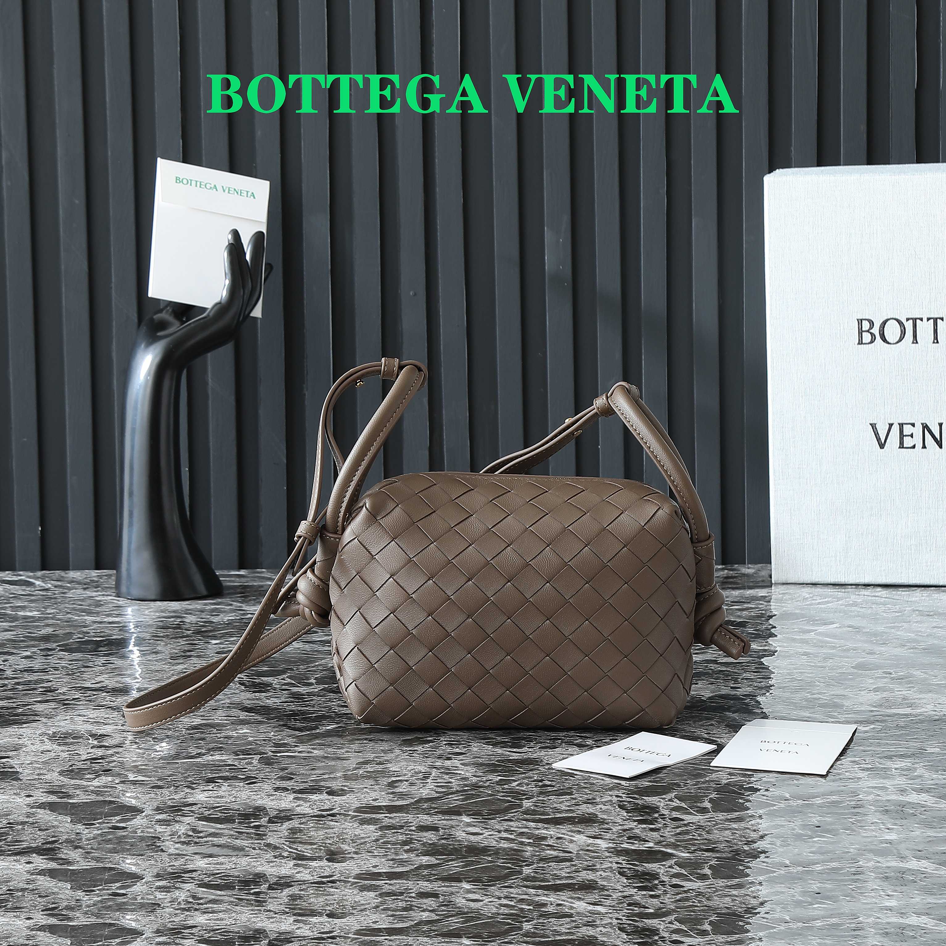 Bottega Veneta Intrecciato Taupe Leather Crossbody Bag