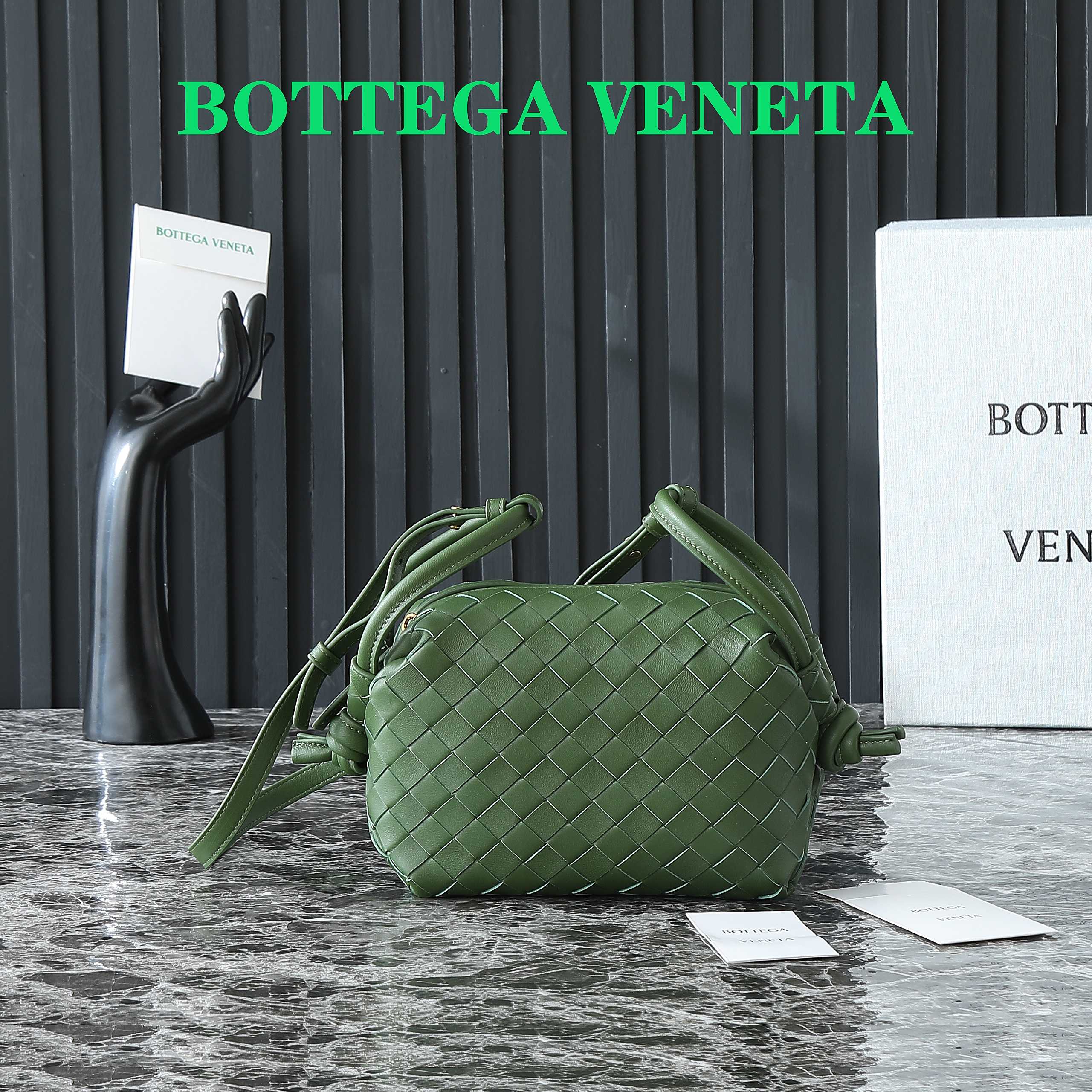 Bottega Veneta Intrecciato Olive Green Leather Crossbody Bag
