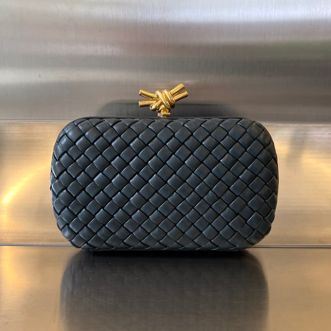 Bottega Veneta Knot Intrecciato Woven Leather Clutch
