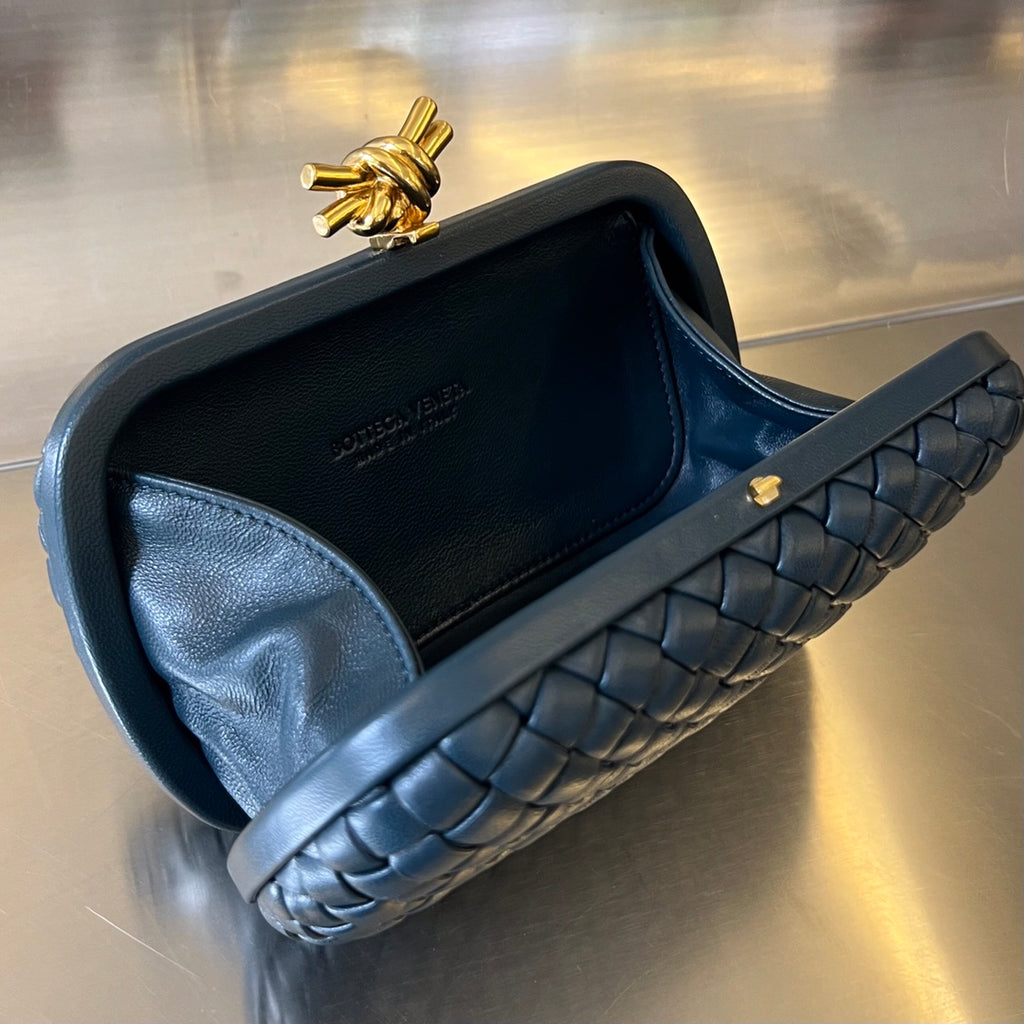 Bottega Veneta Knot Intrecciato Woven Leather Clutch