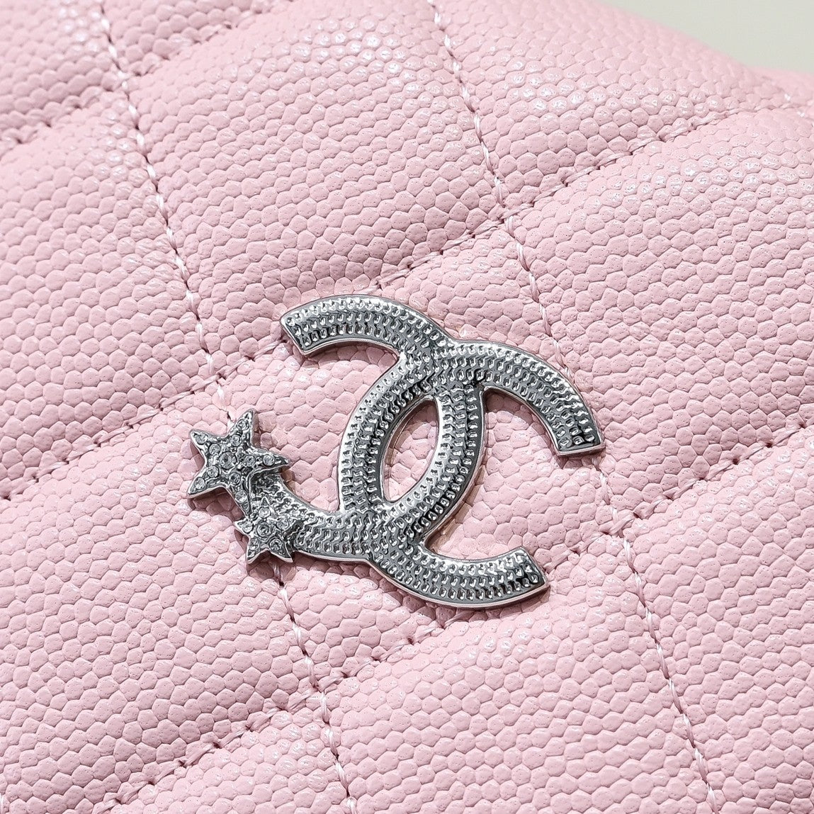 Chanel White Caviar Leather Hobo Bag with Silver Hardware