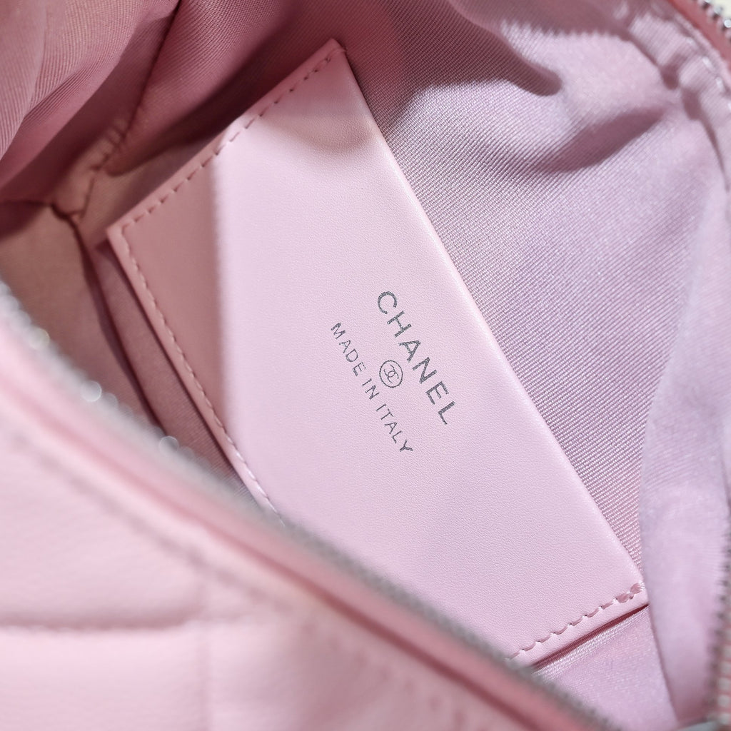 Chanel White Caviar Leather Hobo Bag with Silver Hardware