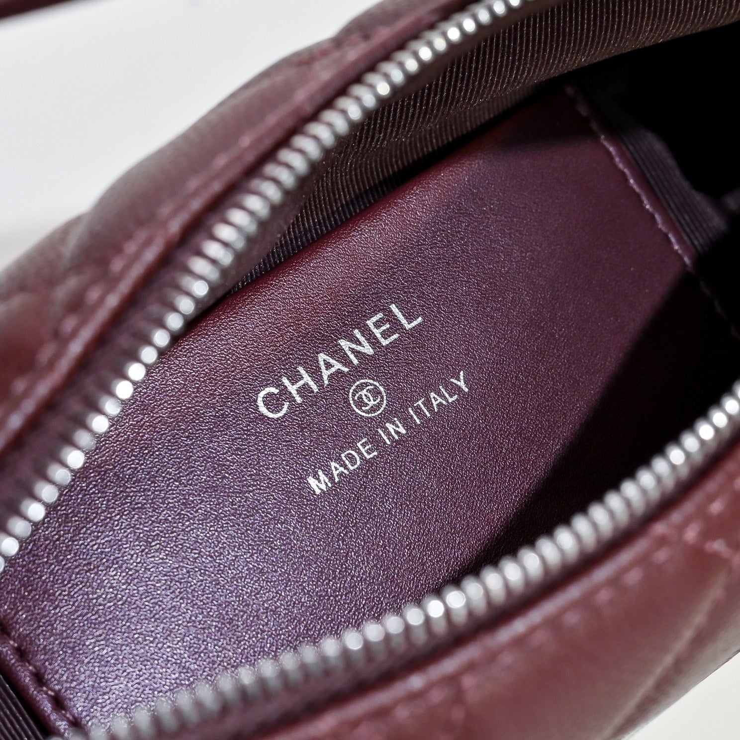 Chanel Burgundy Caviar Leather Hobo Bag with Silver Hardware