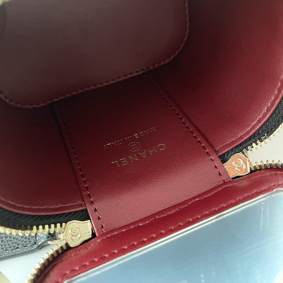 Chanel Black Caviar Leather Vanity Bag with Gold Hardware