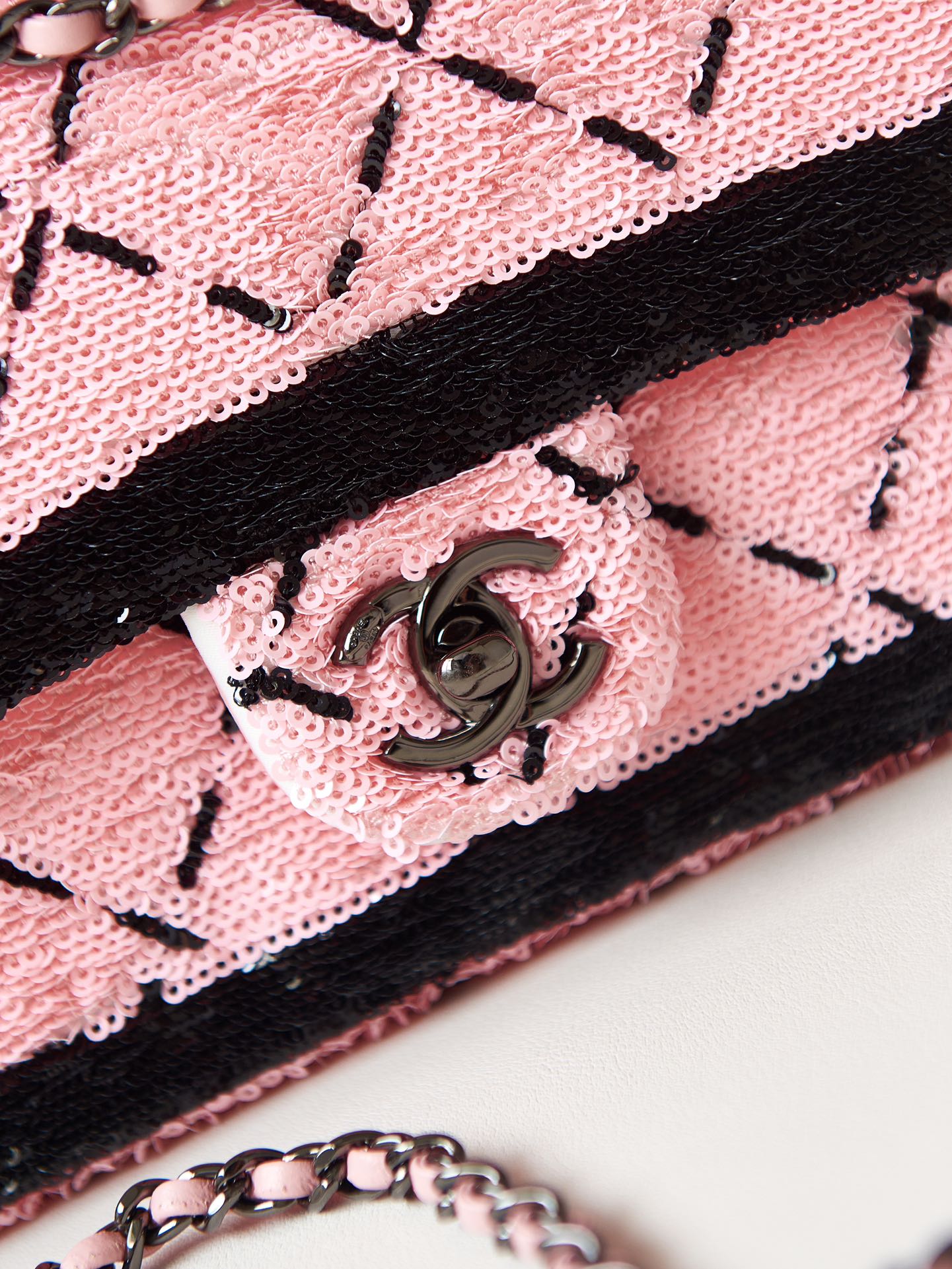 Chanel Sequin Quilted Mini Bag - Pink & Black