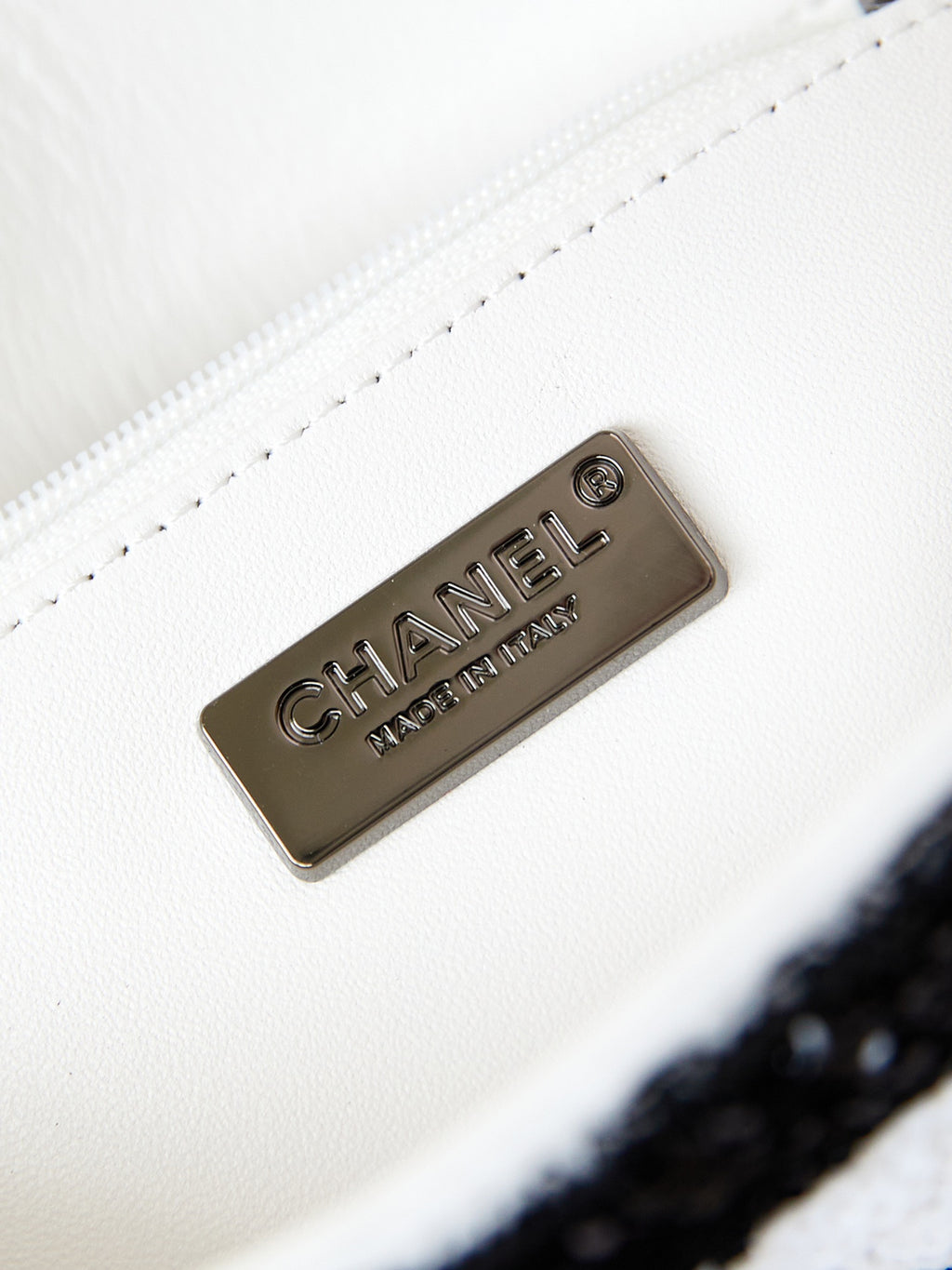 Chanel Sequin Quilted Mini Bag - Black & White