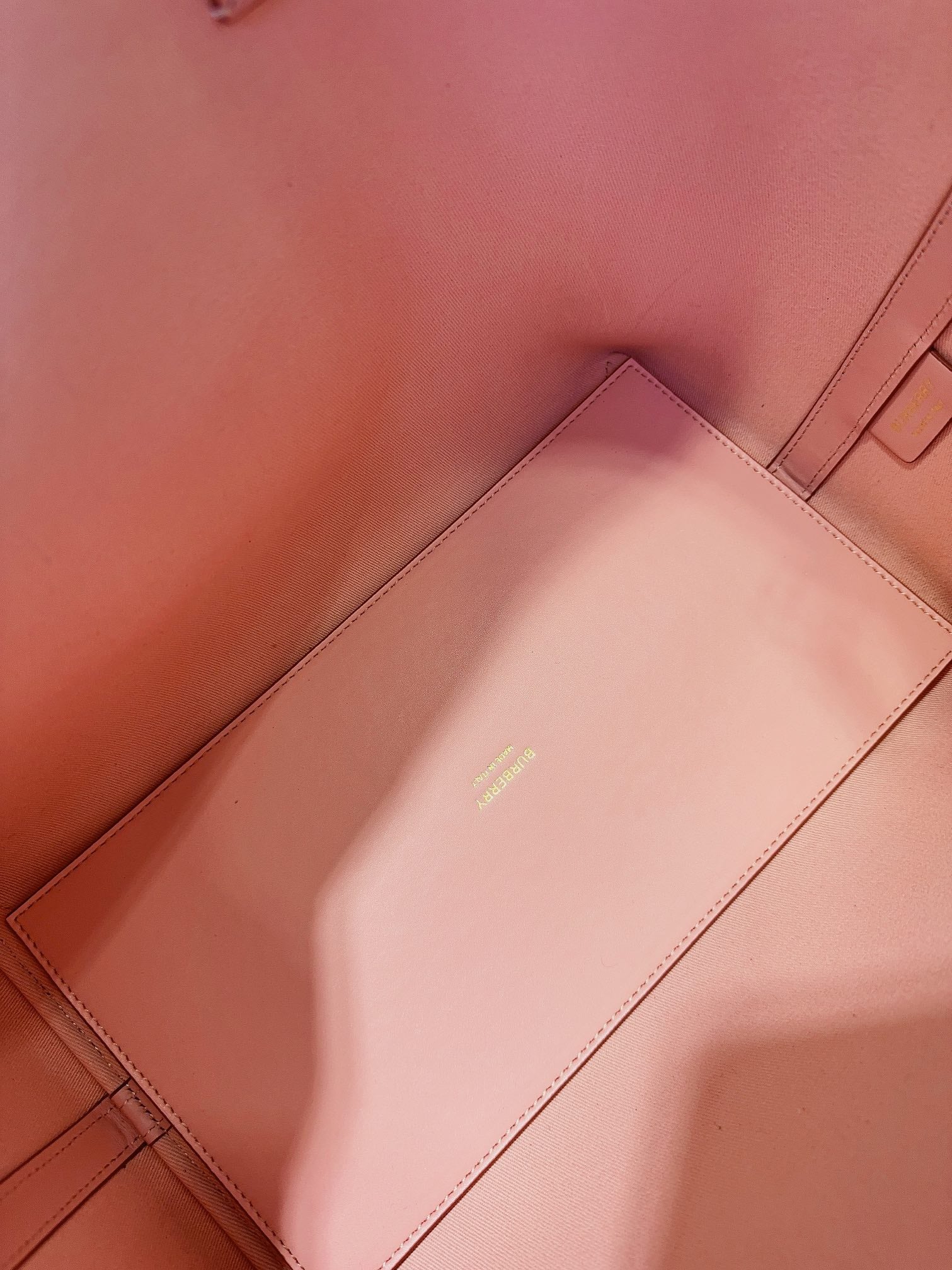 Burberry Vintage Check Small Tote Bag - Pink Leather Trim