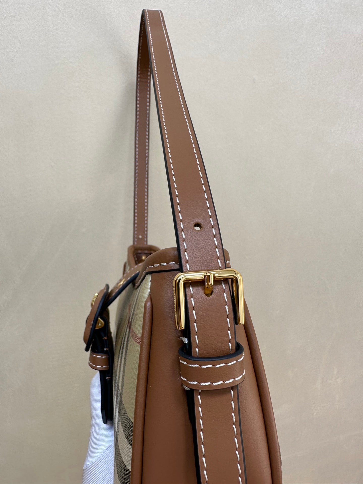 Burberry Vintage Check Baguette Bag with Thomas Bear Charm