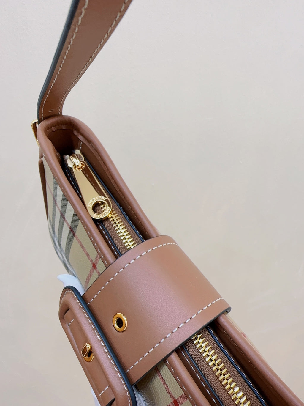 Burberry Vintage Check Baguette Bag with Thomas Bear Charm