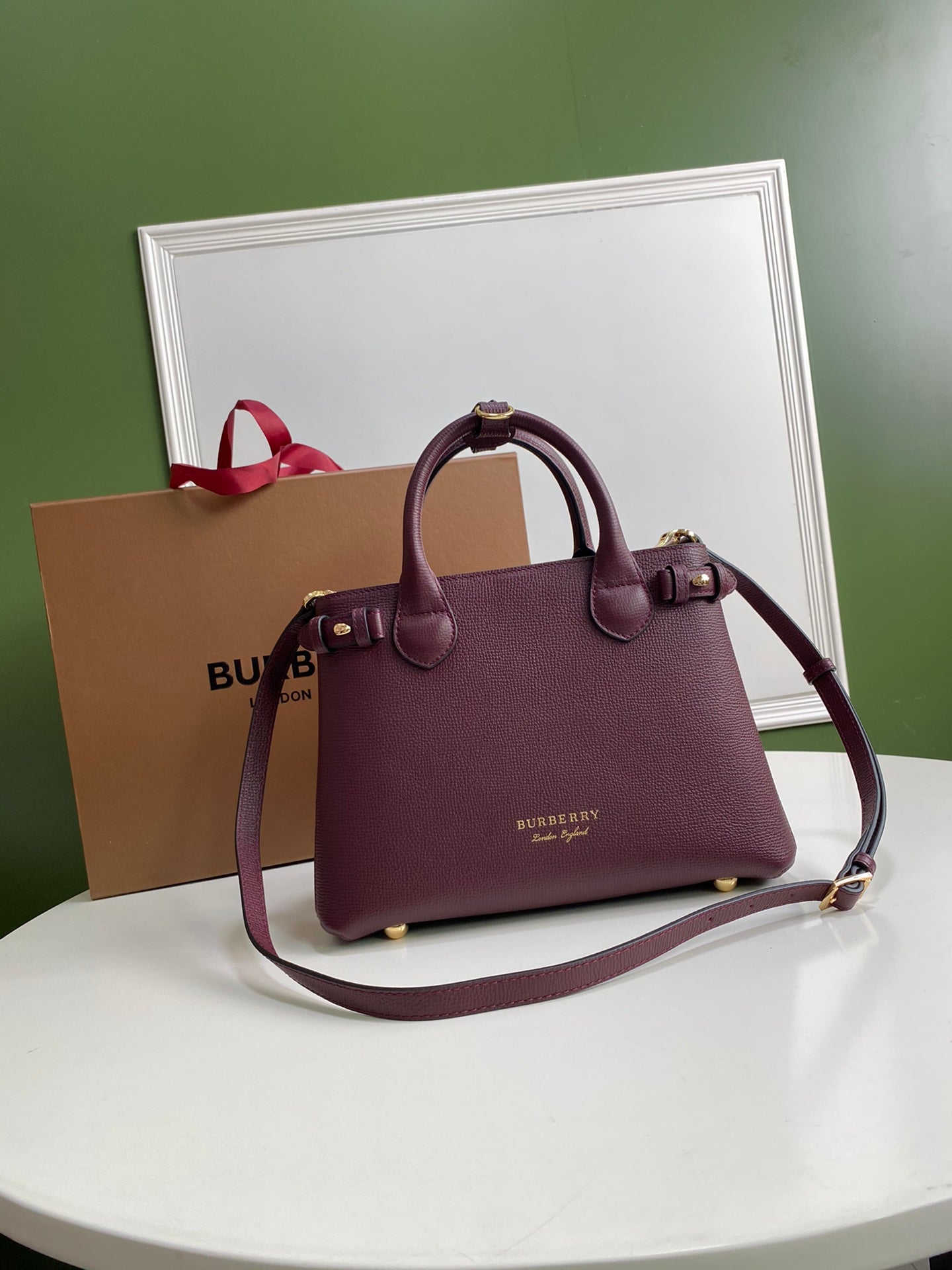 Burberry Banner Small Tote Bag - Burgundy & House Check
