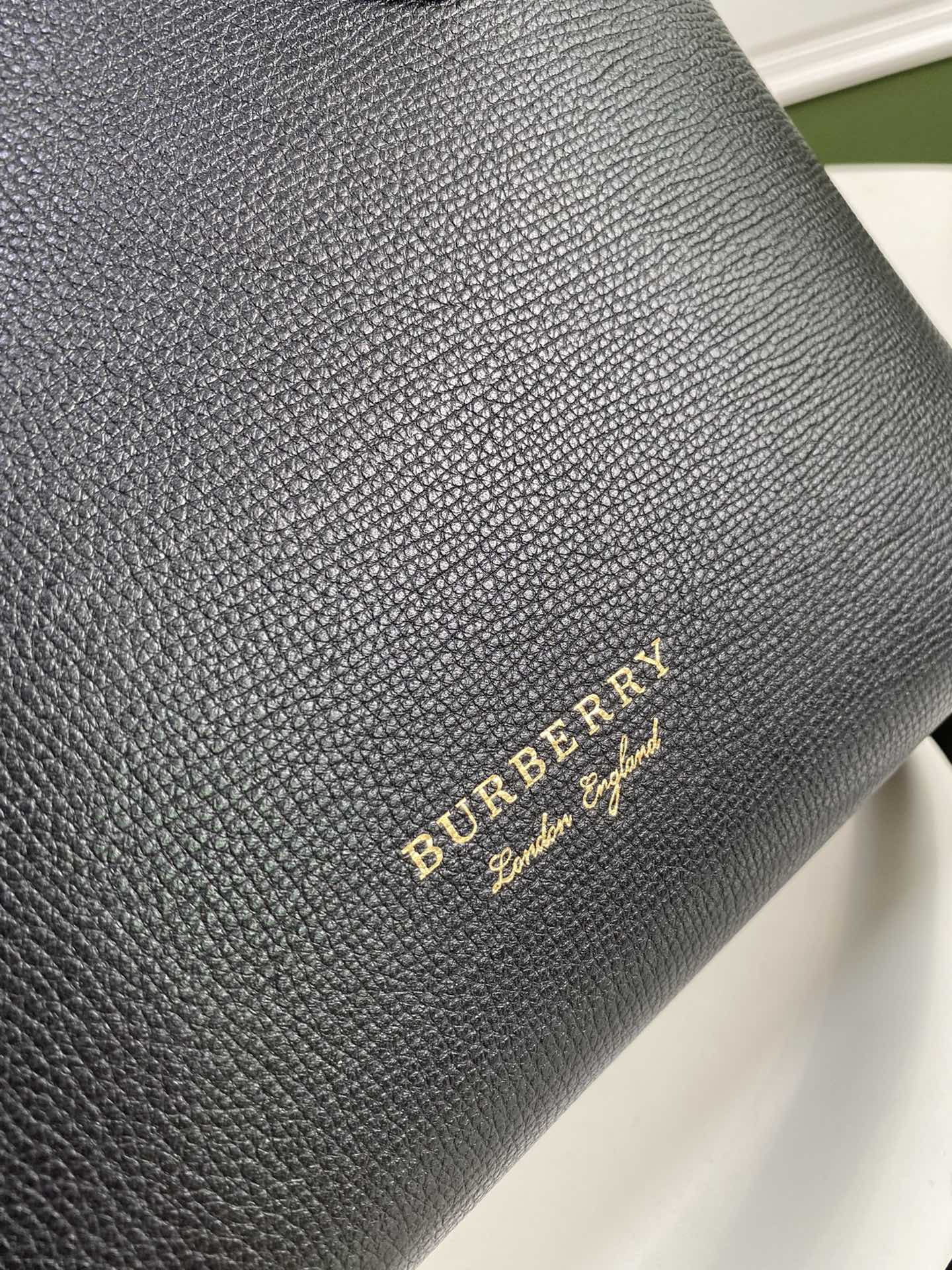 Burberry Banner Small Tote Bag - Black Grained Leather