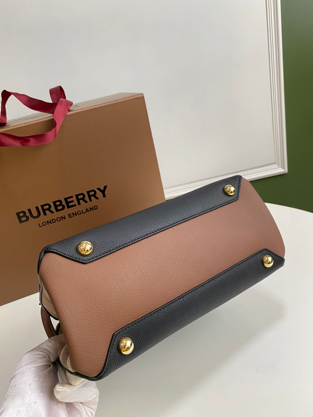 Burberry Banner Small Tote Bag - Black & House Check
