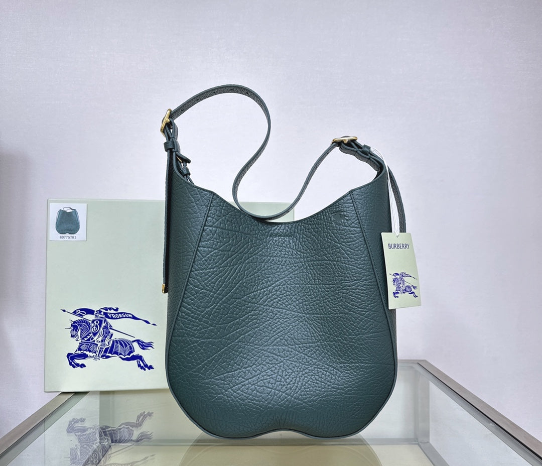 Burberry Leather Hobo Bag - Teal Green