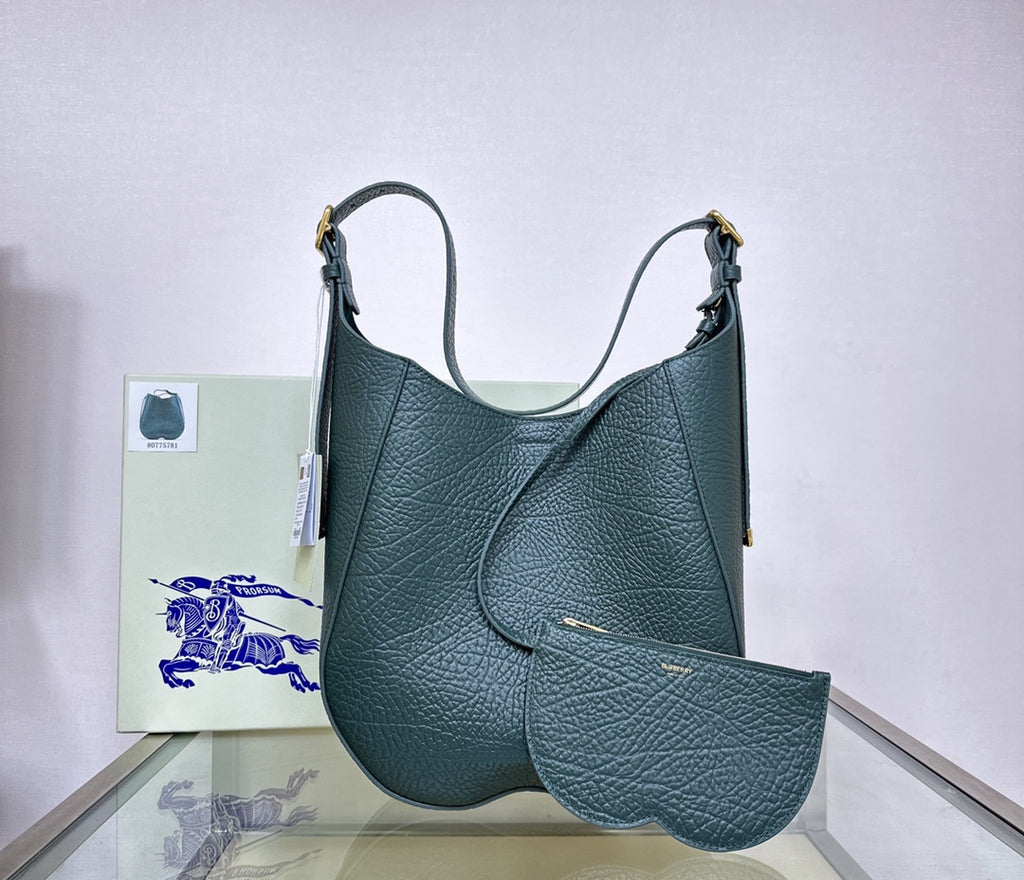 Burberry Leather Hobo Bag - Teal Green